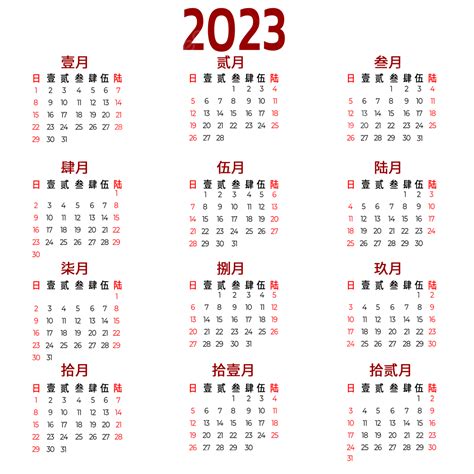 2o23年月曆|2023年日曆，有幾週